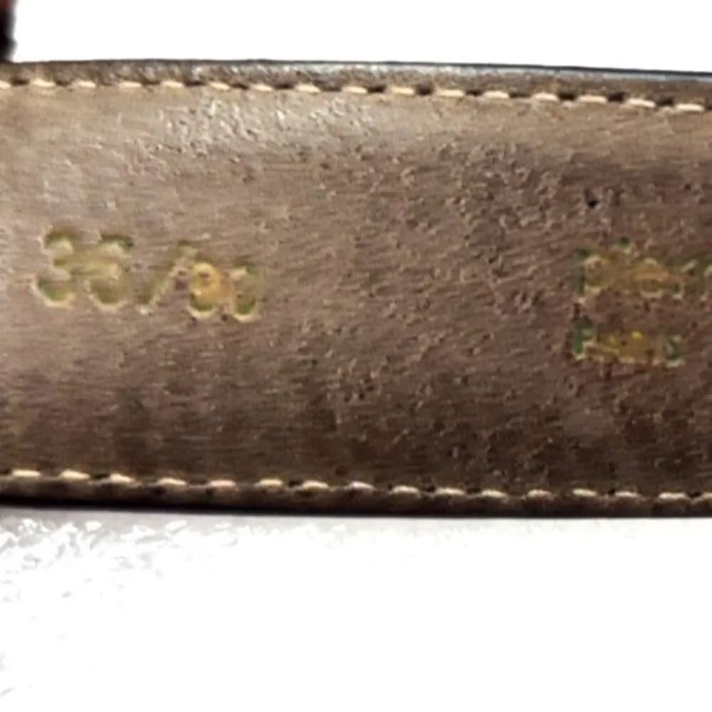 VTG Pierre Cardin Men's Brown Cowhide Belt Sz 38/ 90 1”Wide Gold Buckle w Logo